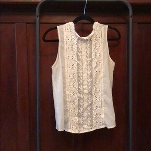 Cream lace high neck top